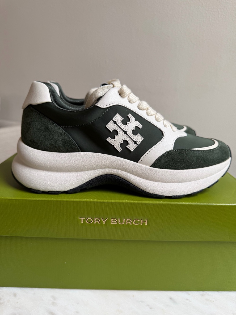 Tory Burch Green Kick Trainer Platform Sneakers